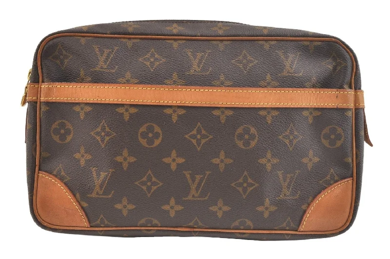 Authentic Louis Vuitton Monogram Compiegne 28 Clutch Hand Bag M51845 LV 2550K