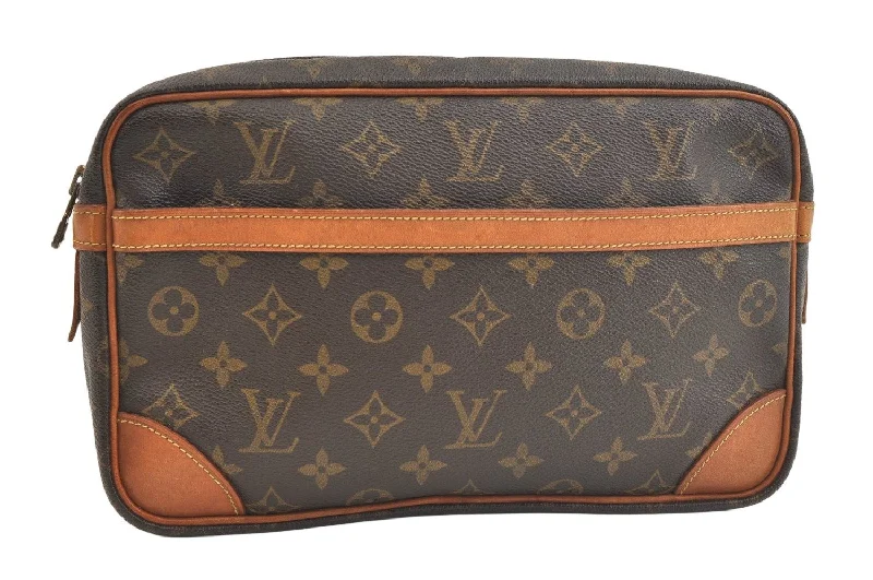 Authentic Louis Vuitton Monogram Compiegne 28 Clutch Hand Bag M51845 LV 2475K