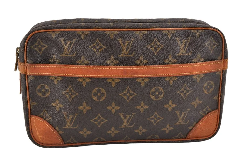 Authentic Louis Vuitton Monogram Compiegne 28 Clutch Hand Bag M51845 LV 2537K