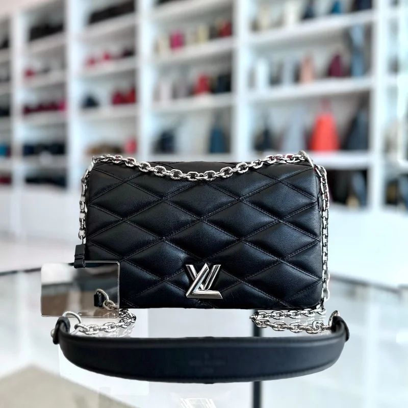 Louis Vuitton LV Malletage Twist Go-14 MM Black SHW Shoulder Bag