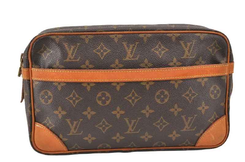 Authentic Louis Vuitton Monogram Compiegne 28 Clutch Hand Bag M51845 LV 1936K