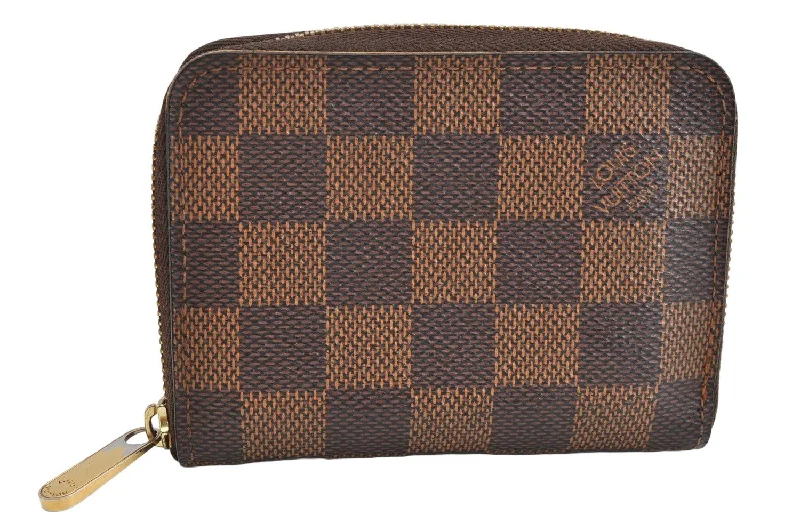 Authentic Louis Vuitton Damier Zippy Coin Purse Wallet N63070 LV 1563K