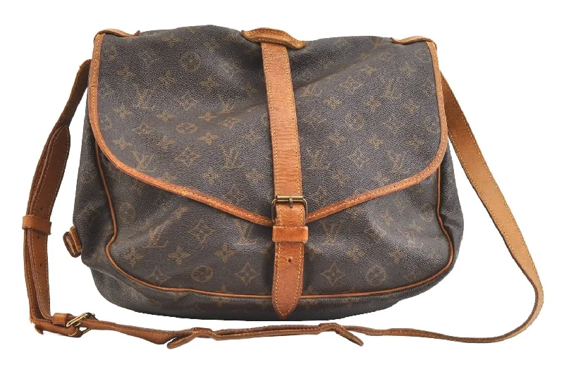 Authentic Louis Vuitton Monogram Saumur 35 Shoulder Cross Bag M42254 Junk 1885K