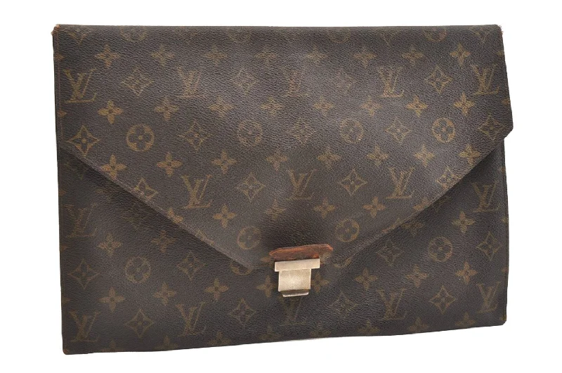 Authentic Louis Vuitton Monogram Poche Plate Documents Case M53522 LV 2425J