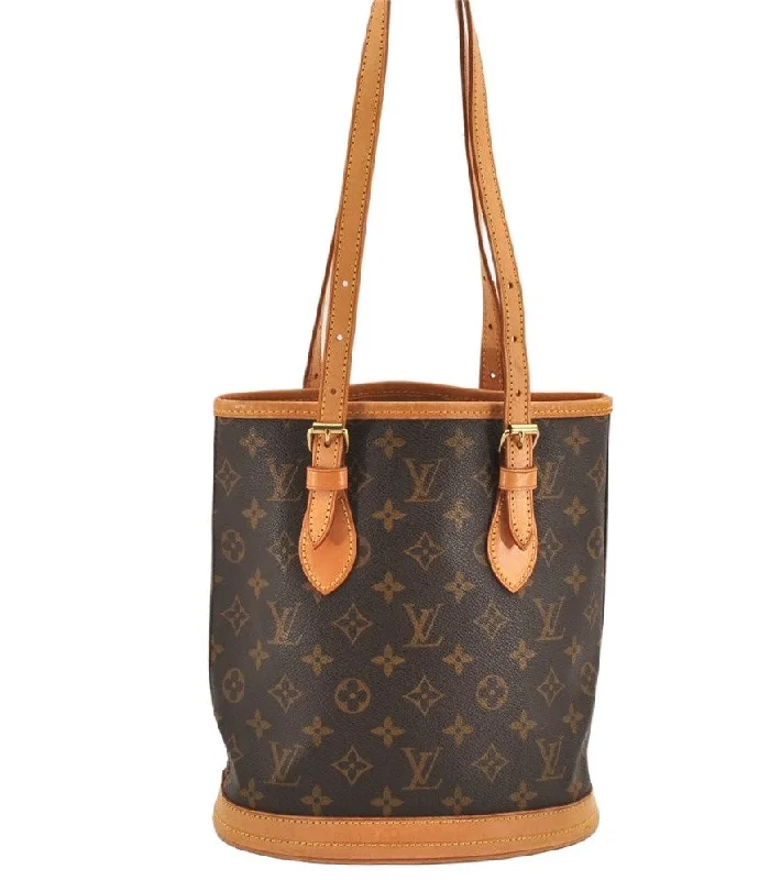 Authentic Louis Vuitton Monogram Bucket PM Shoulder Tote Bag M42238 Junk 2626K