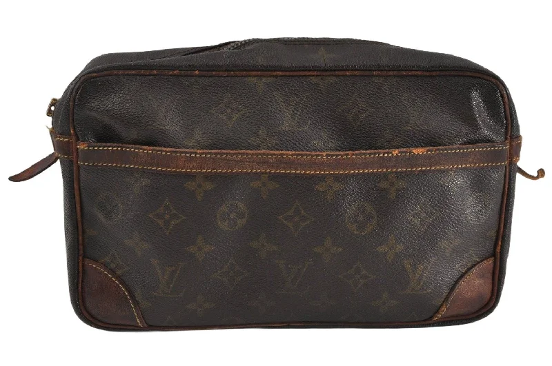 Authentic Louis Vuitton Monogram Compiegne 28 Clutch Hand Bag M51845 Junk 1735J