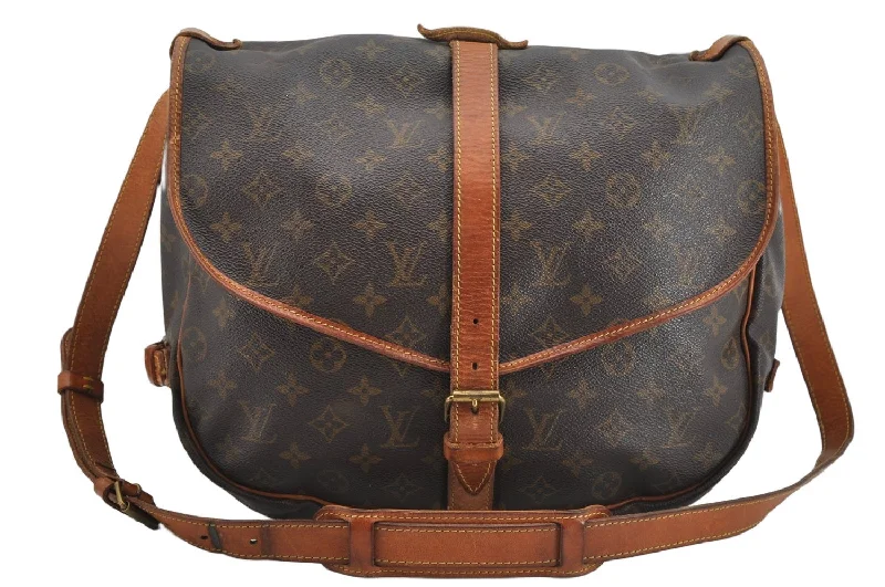 Authentic Louis Vuitton Monogram Saumur 35 Shoulder Cross Bag M42254 LV 1503K