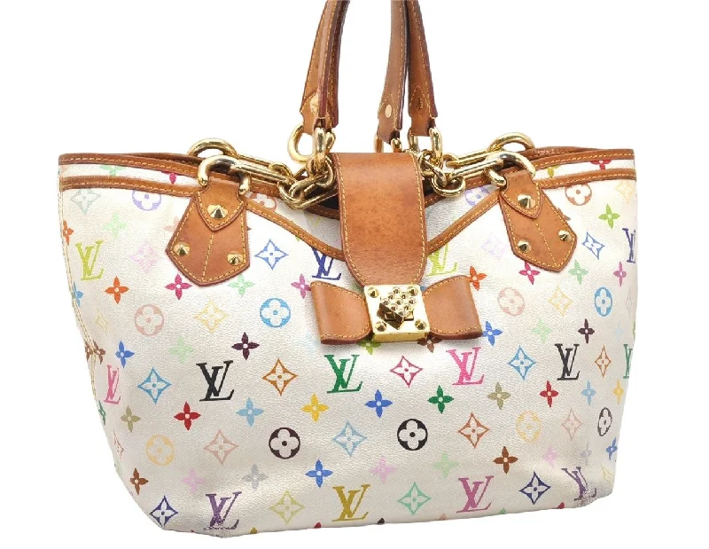 Auth Louis Vuitton Monogram Multicolor Annie GM Tote Bag White M40303 LV 2617K