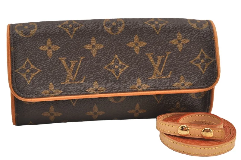 Authentic Louis Vuitton Monogram Pochette Twin PM Shoulder Bag M51854 LV 2935K