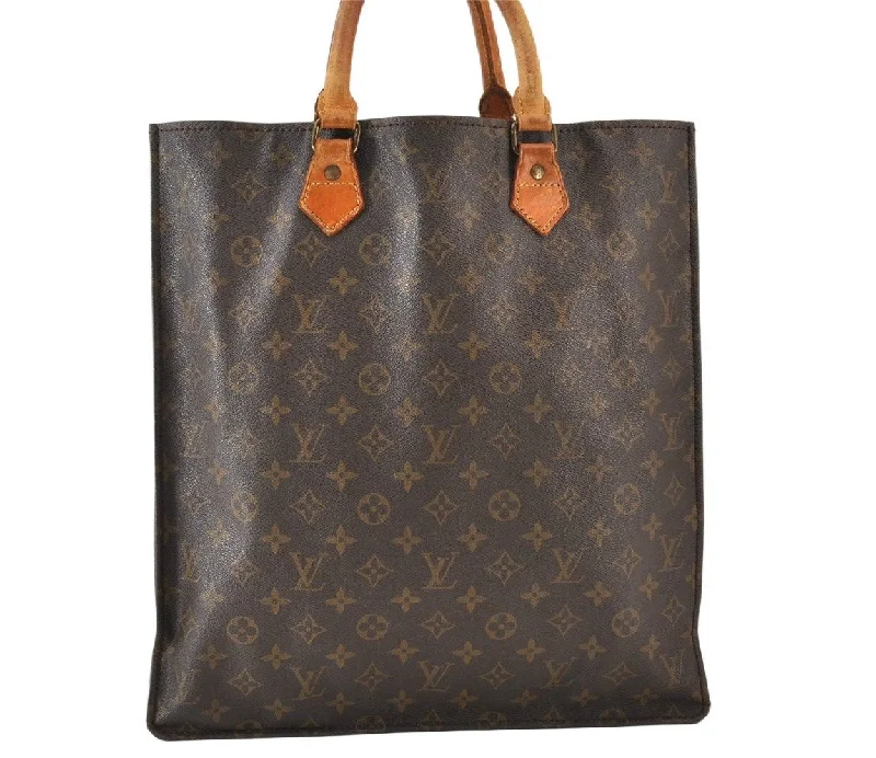 Authentic Louis Vuitton Monogram Sac Plat Hand Tote Bag Old Model LV 1556K