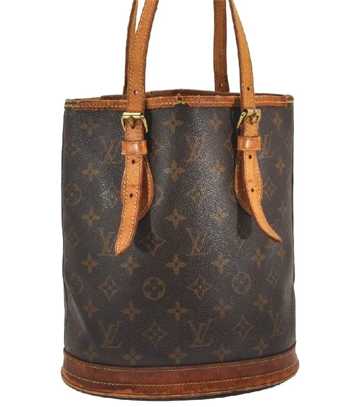 Authentic Louis Vuitton Monogram Bucket PM Shoulder Tote Bag M42238 LV 2370J