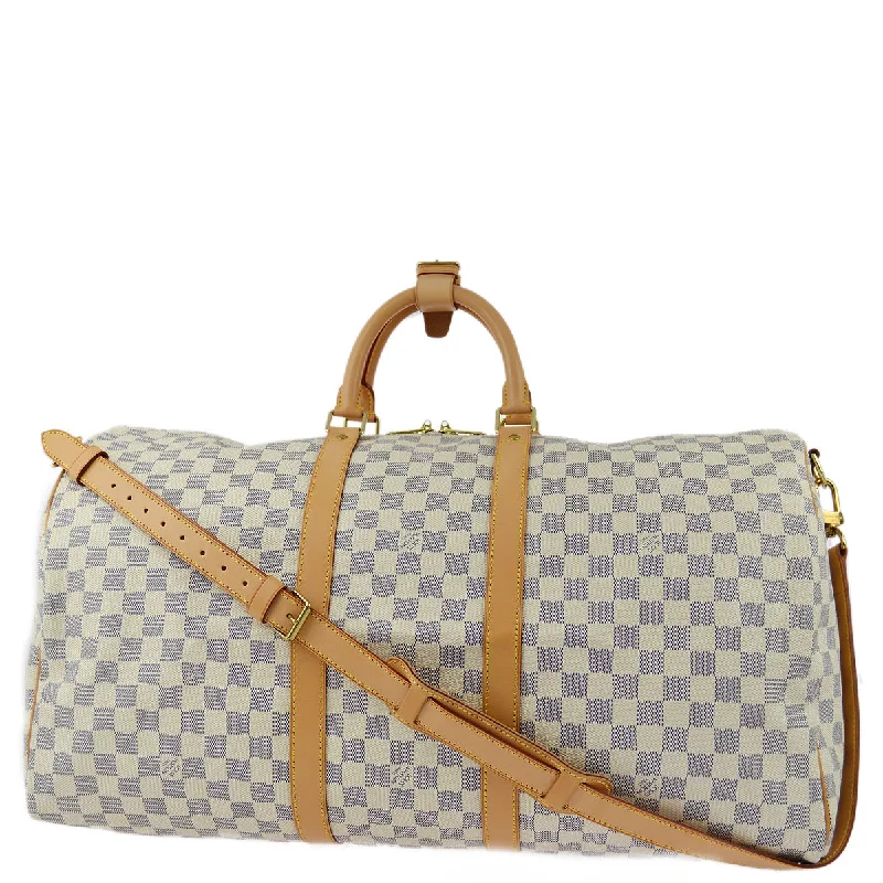 Louis Vuitton Damier Azur Keepall Bandouliere 55 Duffle Bag N41429