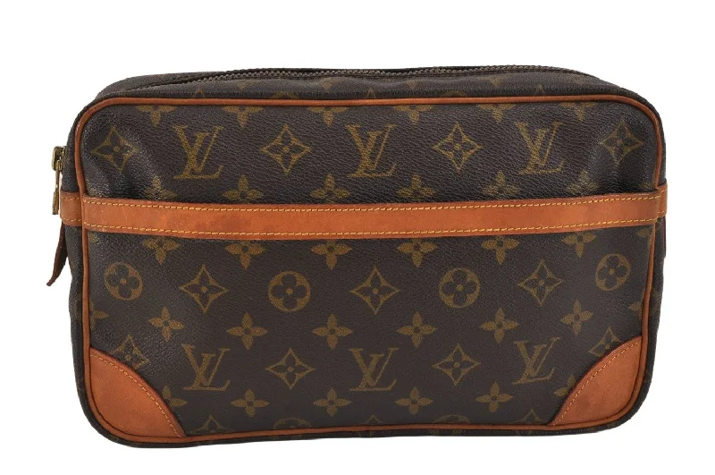 Authentic Louis Vuitton Monogram Compiegne 28 Clutch Hand Bag M51845 LV 2539K