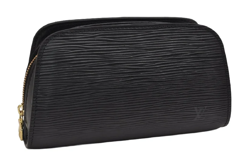 Authentic Louis Vuitton Epi Dauphine Cosmetic Pouch Black M48442 LV 1517K