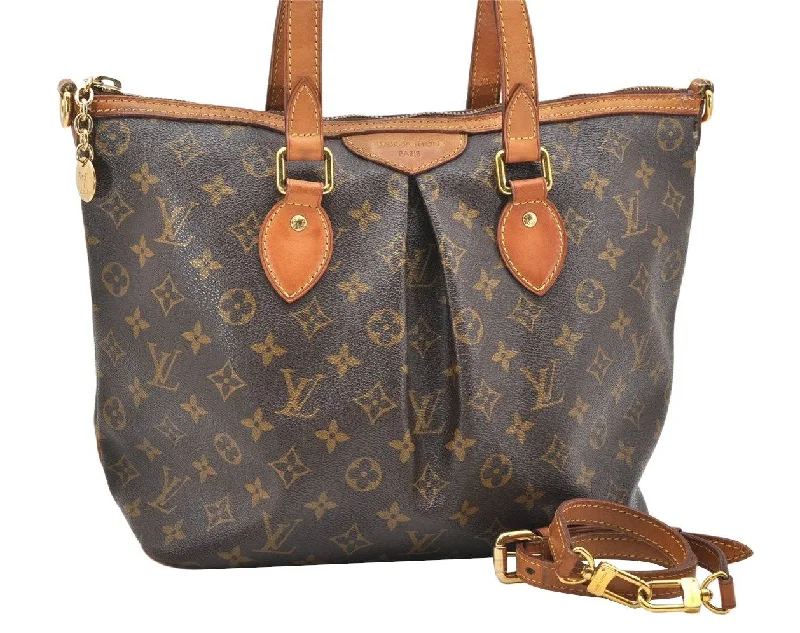 Authentic Louis Vuitton Monogram Palermo PM Shoulder Tote Bag M40145 LV 2977K