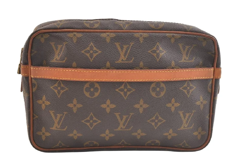 Authentic Louis Vuitton Monogram Compiegne 23 Clutch Hand Bag M51847 LV 2639K