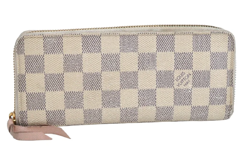 Authentic Louis Vuitton Damier Azur Portefeuille Clemence Wallet N61210 LV 1558K