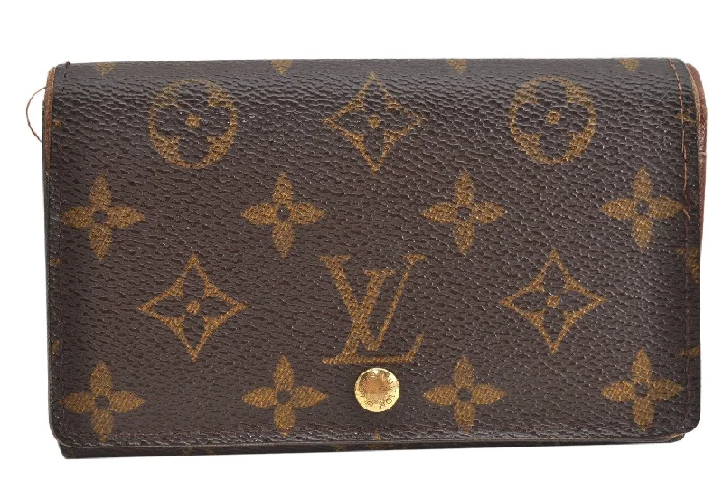 Auth Louis Vuitton Monogram Porte Monnaie Billets Tresor Wallet M61730 LV 1500K