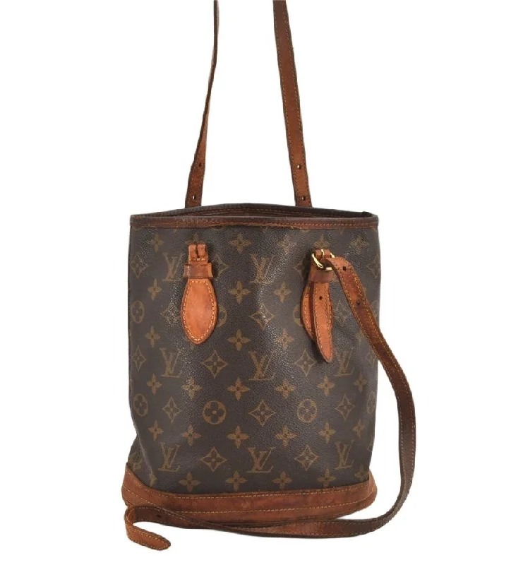 Authentic Louis Vuitton Monogram Bucket PM Shoulder Tote Bag M42238 Junk 2423K