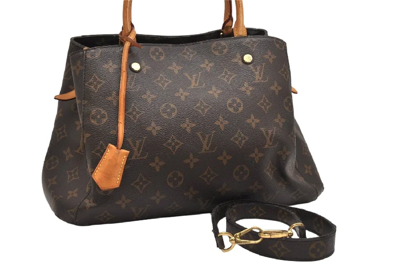 Authentic Louis Vuitton Monogram Montaigne MM 2Way Hand Bag M41056 LV 1931K