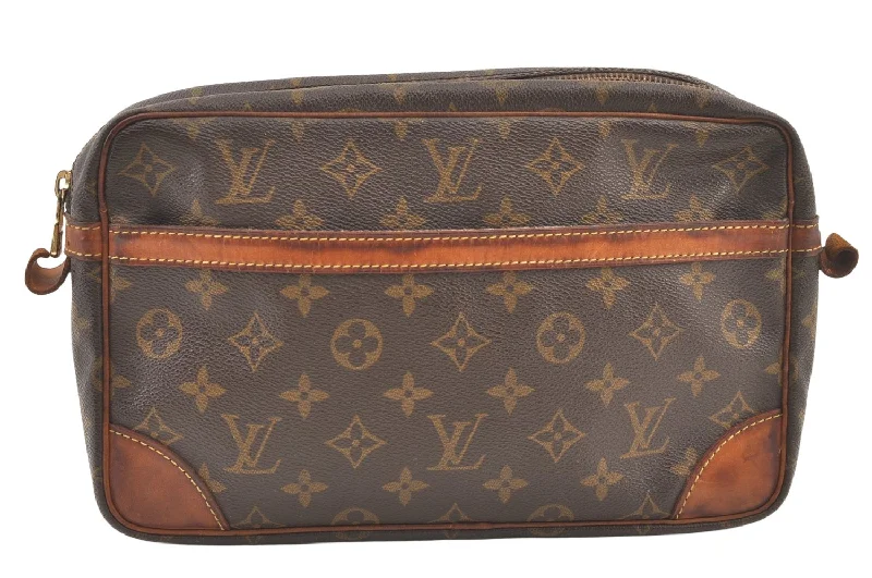 Authentic Louis Vuitton Monogram Compiegne 28 Clutch Hand Bag M51845 LV 1358K