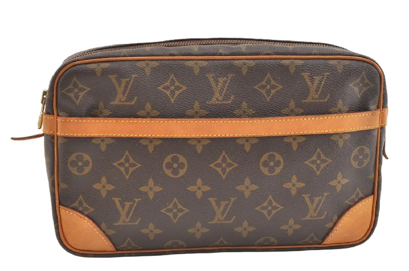 Authentic Louis Vuitton Monogram Compiegne 28 Clutch Hand Bag M51845 LV 1942K