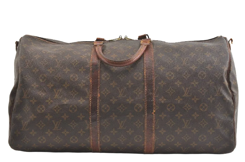 Authentic Louis Vuitton Monogram Keepall Bandouliere 55 M41414 Boston Bag 1895K