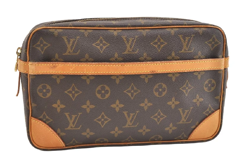 Authentic Louis Vuitton Monogram Compiegne 28 Clutch Hand Bag M51845 LV 1922K