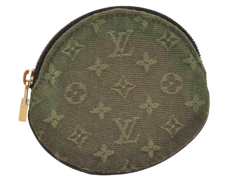 Authentic Louis Vuitton Monogram Mini Porte Monnaie Rond Coin Purse Green 1686K