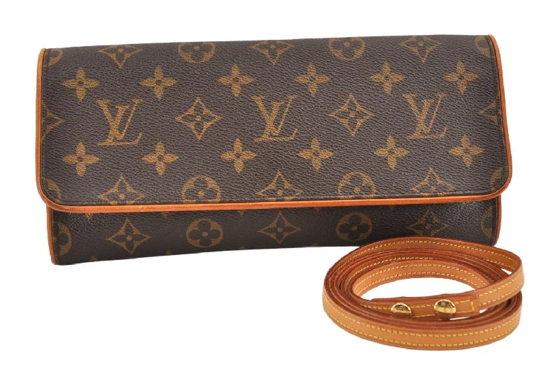 Authentic Louis Vuitton Monogram Pochette Twin GM Shoulder Bag M51852 LV 1706K