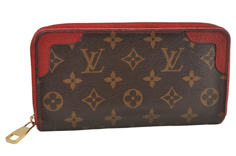 Authentic Louis Vuitton Monogram Zippy Wallet Retiro Long Red M61854 LV 1829K