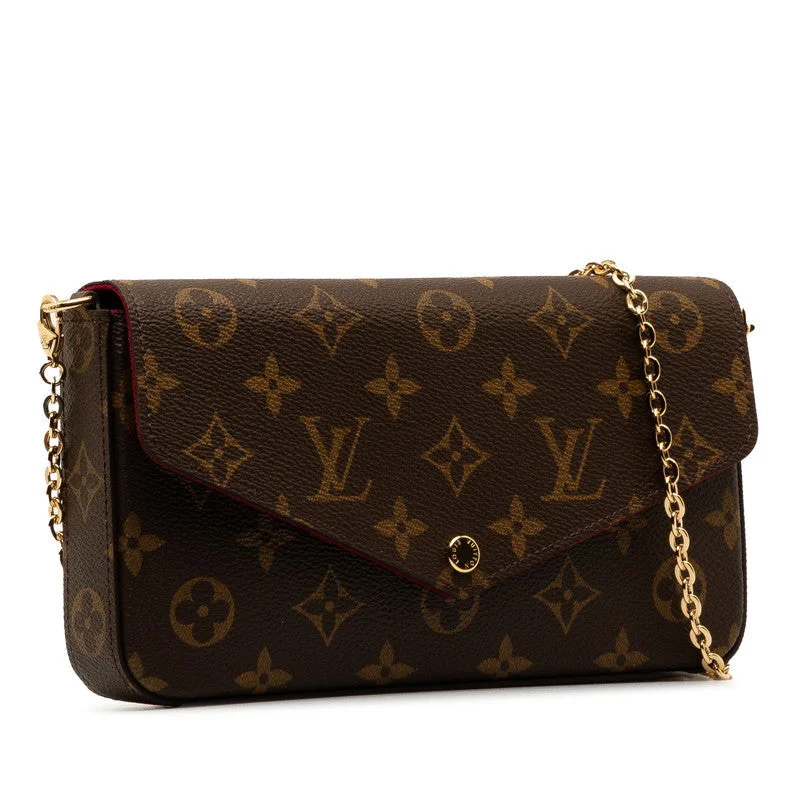 Louis Vuitton Monogram Pochette Felice Chain Shoulder Bag M81896 Brown Fuschia PVC Leather  Louis Vuitton