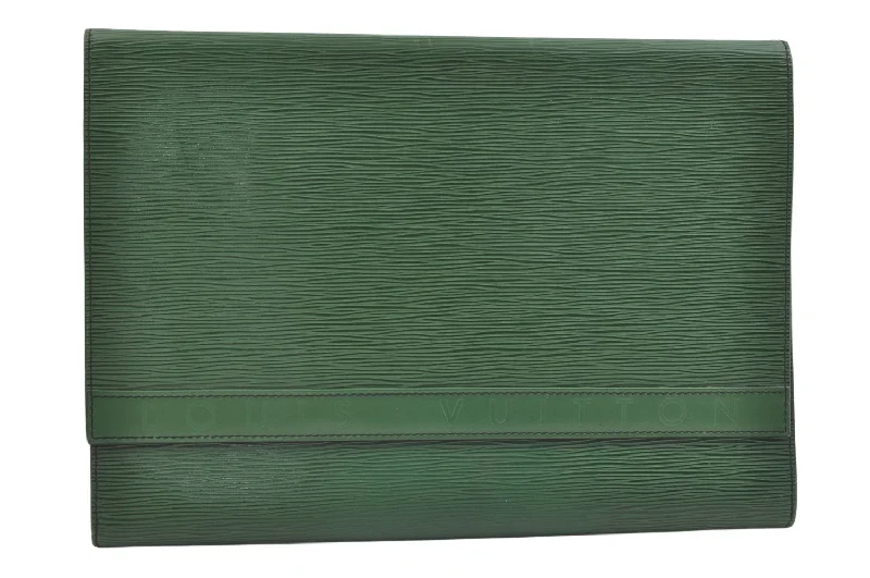 Authentic Louis Vuitton Epi Pochette Enveloppe Document Case M52584 Green 2777K