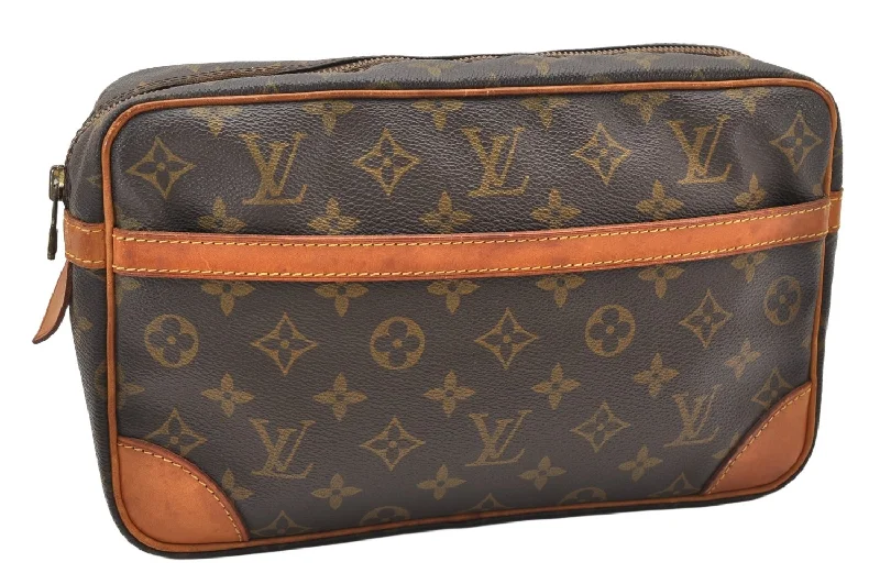 Authentic Louis Vuitton Monogram Compiegne 28 Clutch Hand Bag M51845 LV 2520K