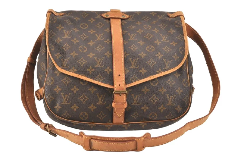 Authentic Louis Vuitton Monogram Saumur 35 Shoulder Cross Bag M42254 LV 2838K