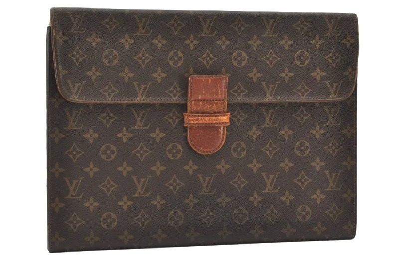 Authentic Louis Vuitton Monogram Poche Ministre Document Case M53445 LV 2596J