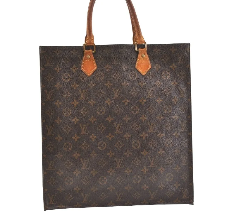 Authentic Louis Vuitton Monogram Sac Plat Hand Tote Bag M51140 LV 2371K