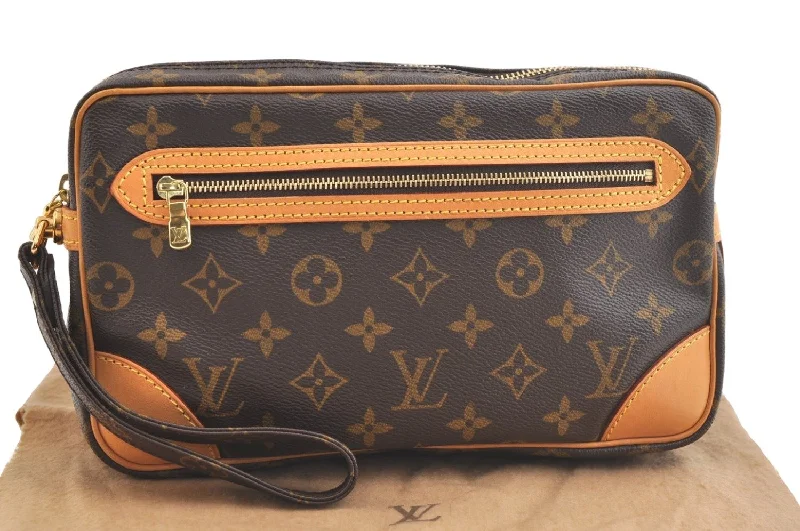 Authentic Louis Vuitton Monogram Marly Dragonne GM M51825 Clutch Hand Bag 2631K