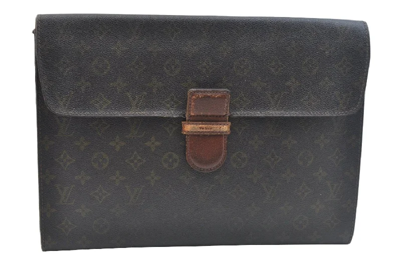 Authentic Louis Vuitton Monogram Poche Ministre Document Case M53445 LV K5037