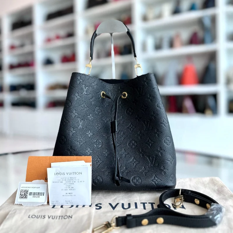 *Receipt* Louis Vuitton LV NeoNoe MM Monogram Empreinte Leather Black Bucket Shoulder Bag