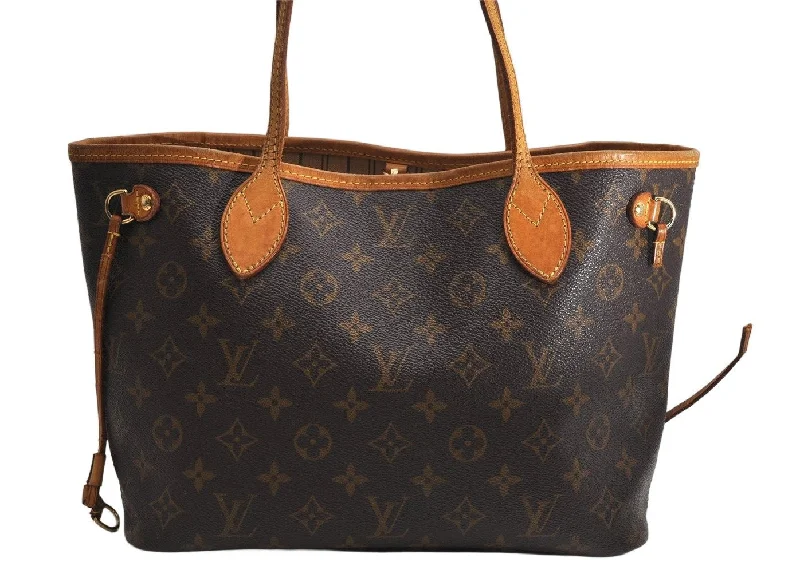 Authentic Louis Vuitton Monogram Neverfull PM Shoulder Tote Bag M40155 LV 1910K