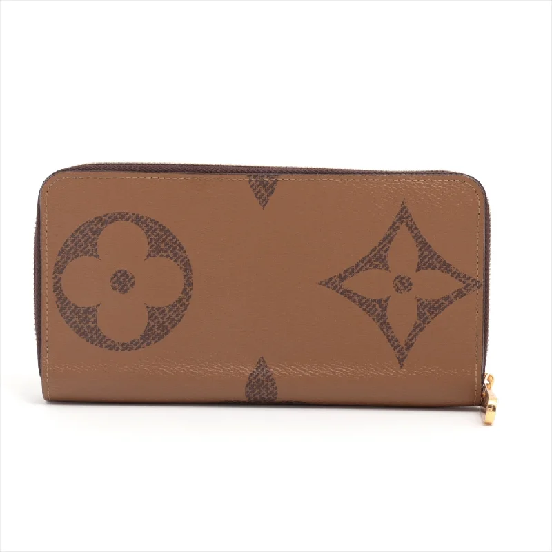 Louis Vuitton Giant Monogram Reversee Zippy Wallet M69353 Camel X Black Round Zipper Wallet