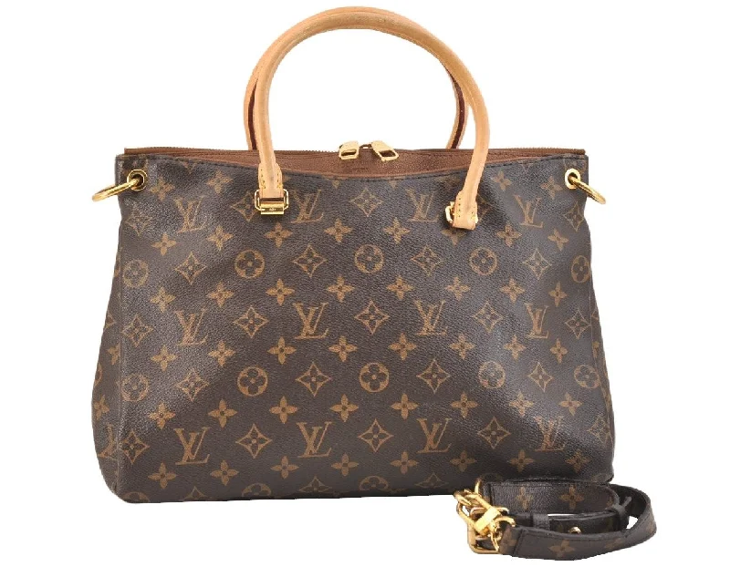 Authentic Louis Vuitton Monogram Pallas 2Way Hand Bag Brown M40907 LV 1933K