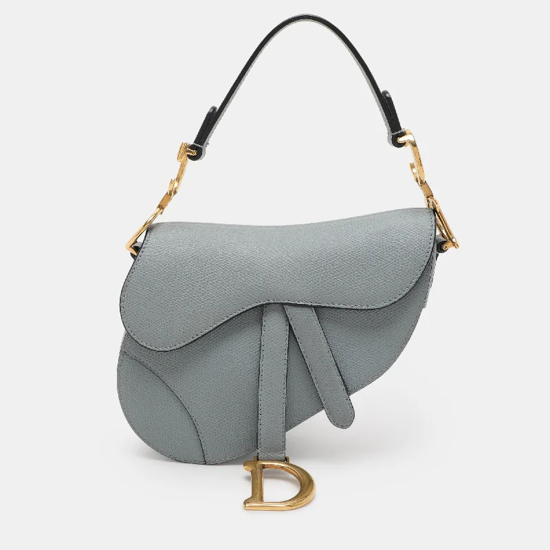 Dior Blue Leather Mini Saddle Bag