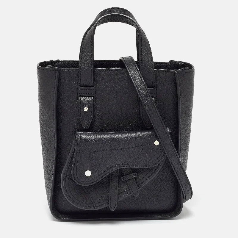 Dior Black Leather Saddle Tote