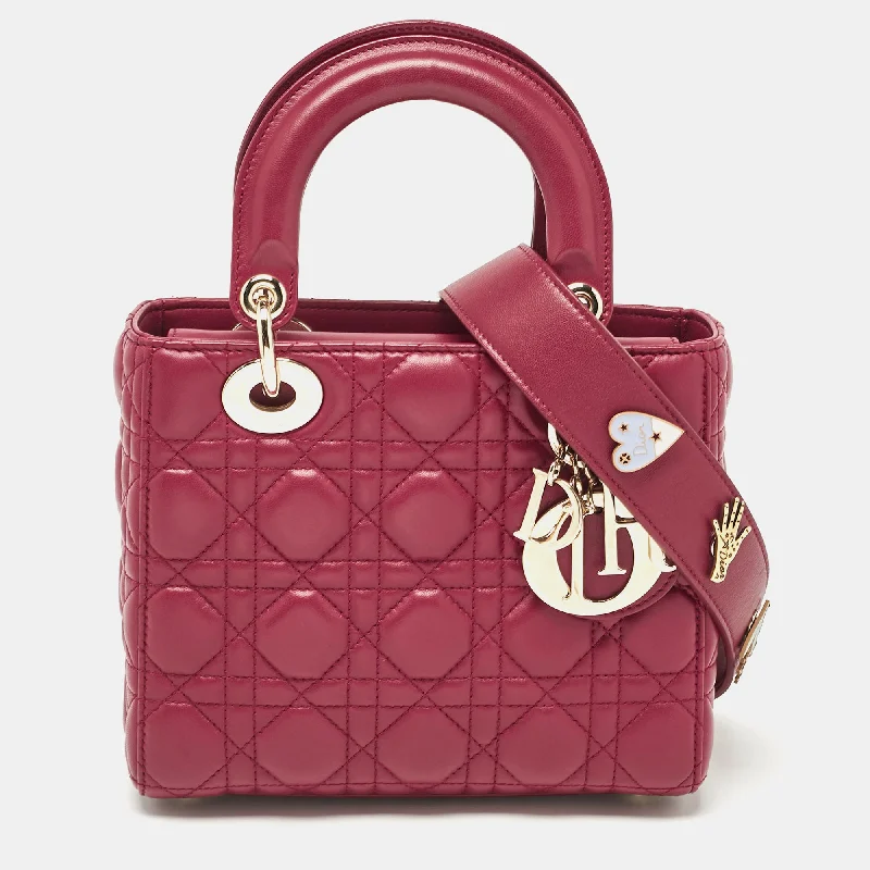 Dior Red Cannage Leather Small Lady Dior My Abcdior Tote