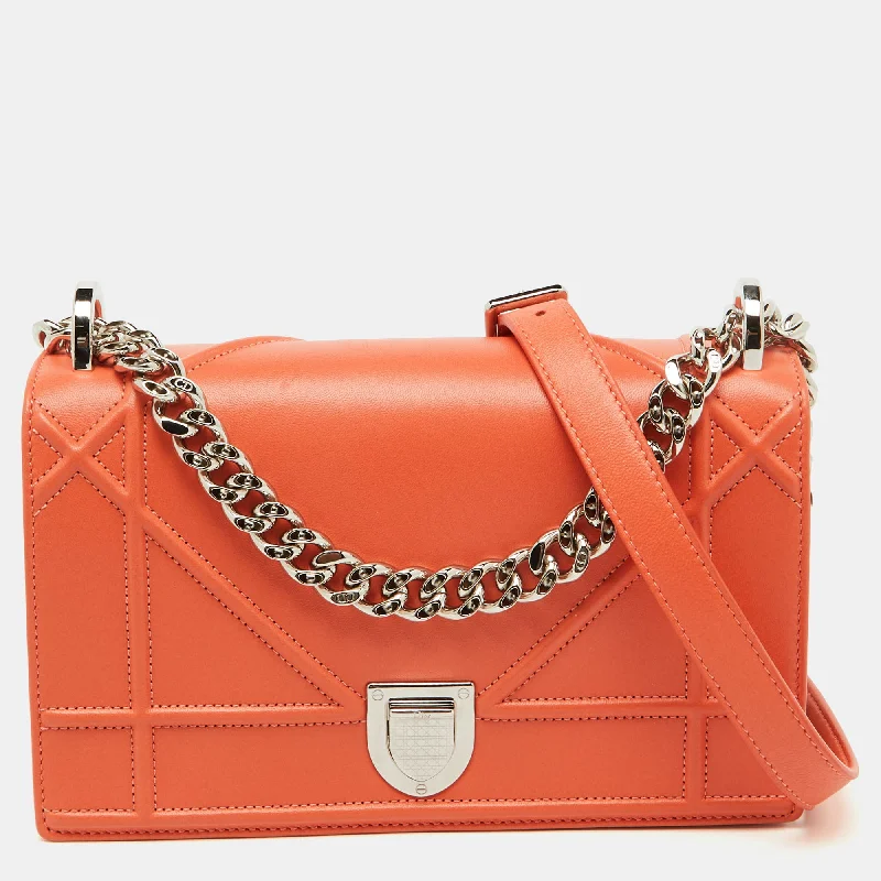 Dior Coral Orange Leather Small Diorama Shoulder Bag