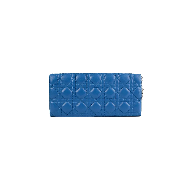 Christian Dior Cannage Lambskin Blue Clutch