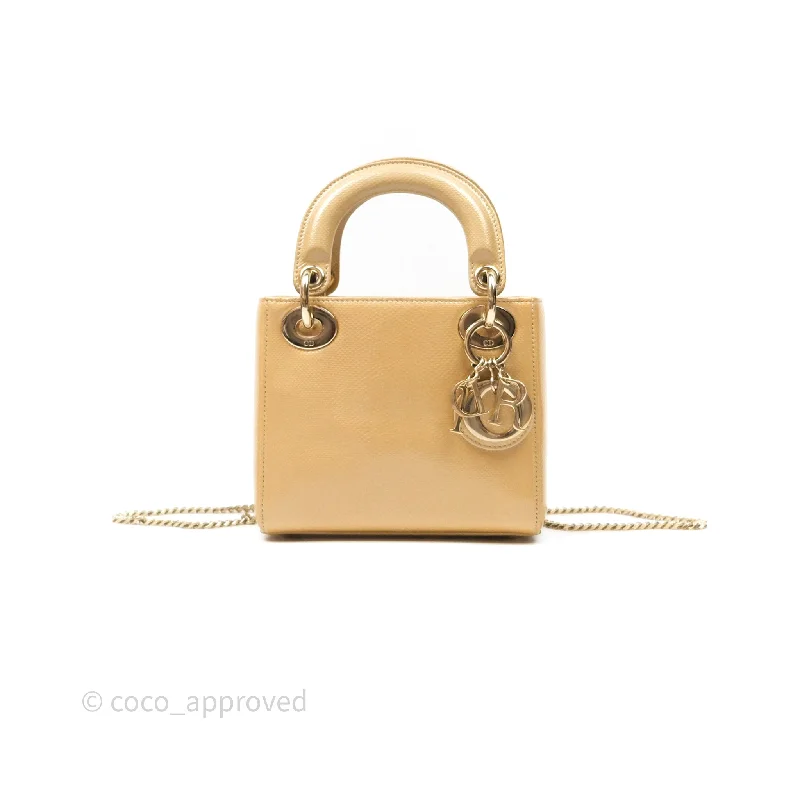 Christian Dior Mini Lady Dior Beige Lizard Gold Hardware