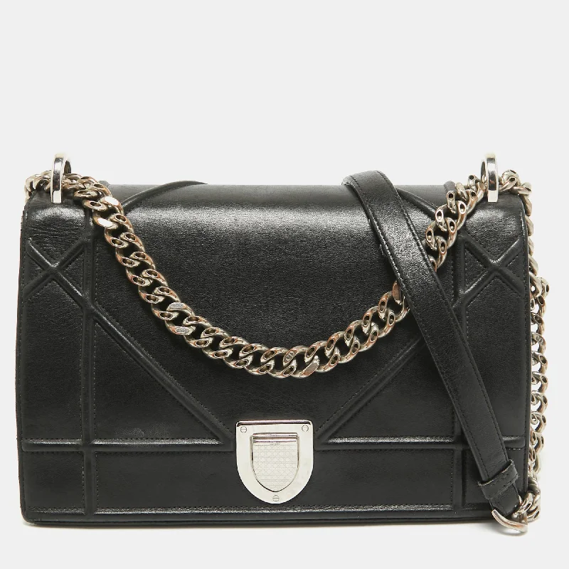 Dior Black Leather Medium Diorama Shoulder Bag